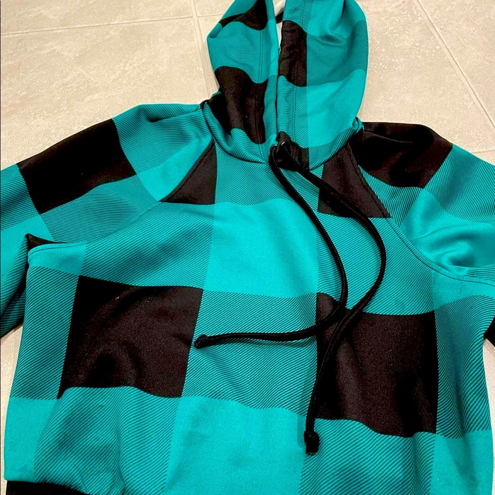 Green checkered hoodie